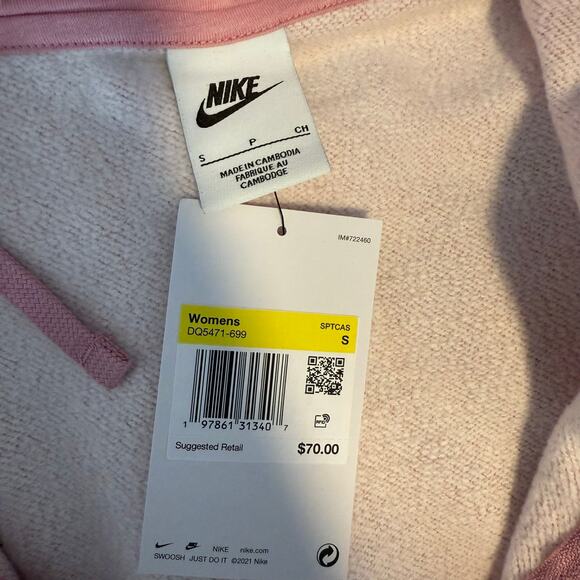 Women's Nike Sportswear Club Fleece Full-Zip Hoodie, Pink, S DQ5471-699 - Picture 4 of 5